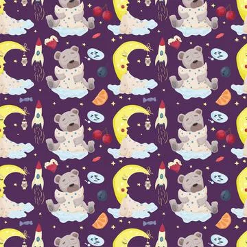 Seamless Pattern illustration childrens flat style cartoon for childrens bedr イラスト素材