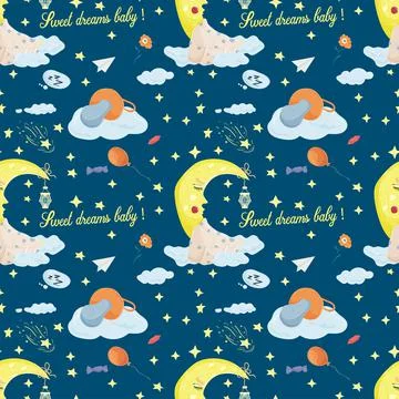 Seamless pattern illustration in childrens flat style cartoon for childrens b Stock Illustration
