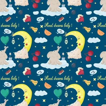 Seamless pattern illustration in childrens flat style cartoon for children's Stock Illustration