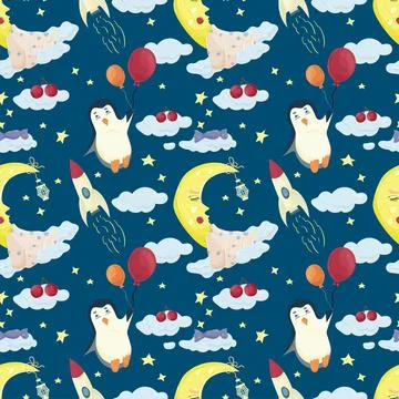 Seamless pattern illustration in childrens flat style cartoon for childrens b Stock Illustration