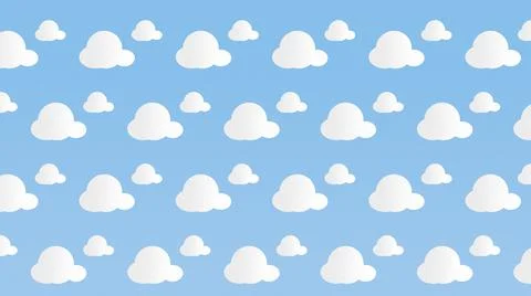 Seamless pattern illustration of cloud symbols on a blue background Stock Illustration