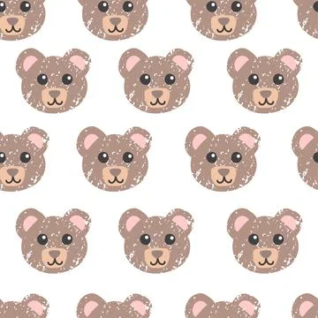Seamless Pattern with Illustration of Cute Bear Illustrazione stock