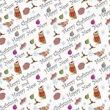 Seamless pattern illustration for decoration package wrapper owl and bird amo Illustrazione stock