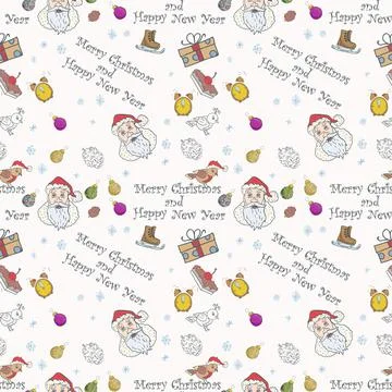 Seamless pattern illustration for decoration packaging wrapper portrait of Sa Stock Illustration