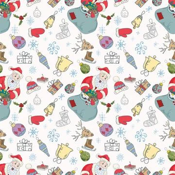 Seamless Pattern Illustration for Decoration wrapping package Santa Claus wit Stock Illustration