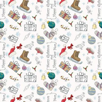 Seamless Pattern Illustration for Decoration Wrapping Packaging Skates Gifts Illustrazione stock