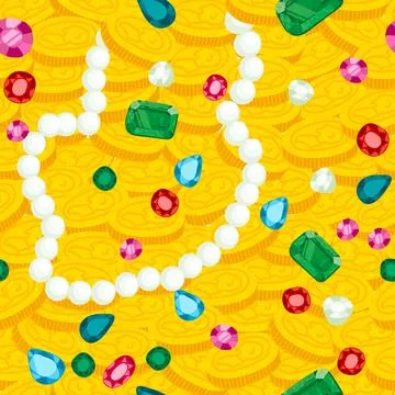 Seamless Pattern with Illustration of Different Treasures Stockillustratie