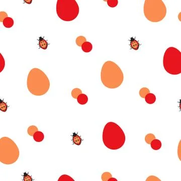 Seamless pattern illustration with Easter eggs and lady bug - festive theme Ilustración de archivo