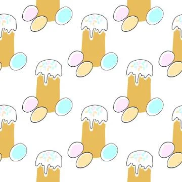 Seamless pattern illustration Easter traditional cake Vector on white Stock Illustration