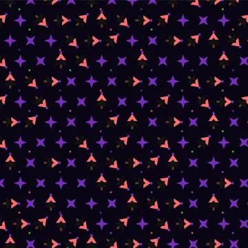 Seamless pattern illustration featuring colorful abstract trees and stars a.. Stock Illustration