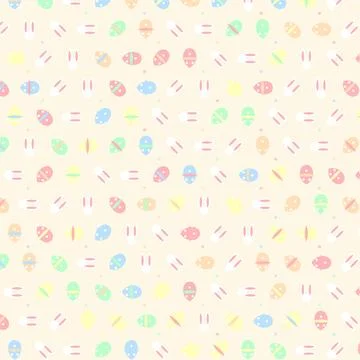 Seamless pattern illustration featuring cute Easter eggs and bunny rabbits .. Stock Illustration