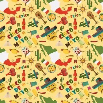 Seamless pattern illustration in flat style on isolated background Mexican el Stock Illustration