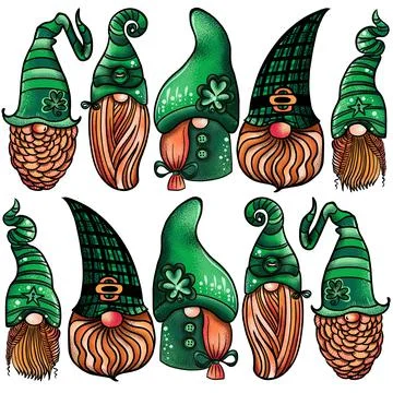 Seamless pattern illustration of a gnome with a beard in a hat. Symbol for the Stock Illustration