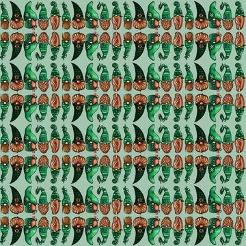 Seamless pattern illustration of a gnome with a beard in a hat. Symbol for the Stock Illustration