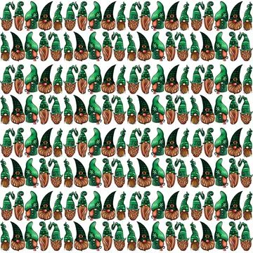 Seamless pattern illustration of a gnome with a beard in a hat. Symbol for the Stock Illustration