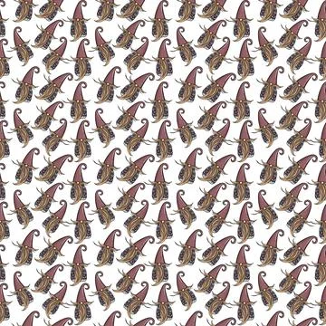 Seamless pattern illustration of a gnome with a beard in a hat. New year and Stock Illustration