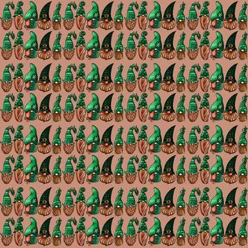 Seamless pattern illustration of a gnome with a beard in a hat. Symbol for the Stock Illustration