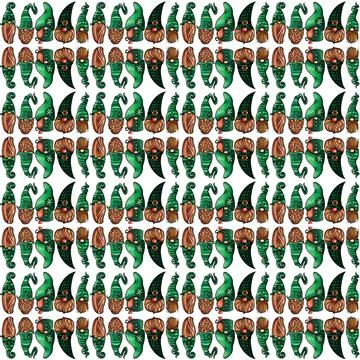 Seamless pattern illustration of a gnome with a beard in a hat. Symbol for the Stock Illustration