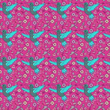 Seamless pattern Illustration the hummingbird Stock Illustration