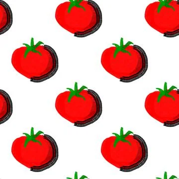 Seamless pattern with Illustration of with red tomatoes Stock Illustration