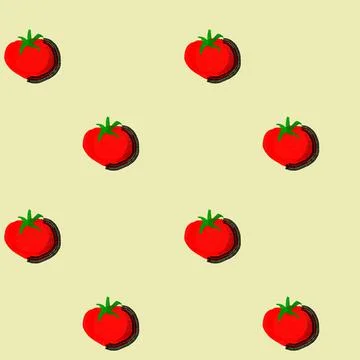 Seamless pattern with Illustration of with red tomatoes on a beige Stock Illustration