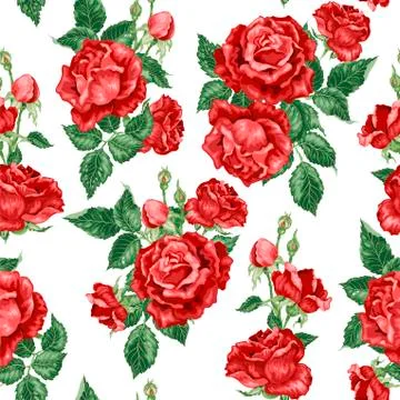 Seamless pattern illustration with rose flowers Stock Illustration