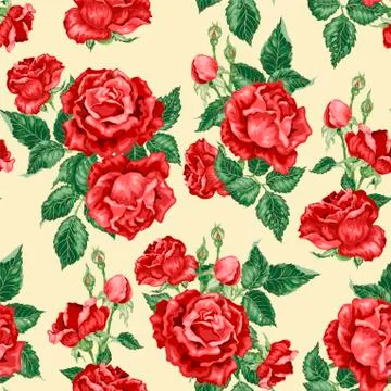 Seamless pattern illustration with rose flowers Stock Illustration