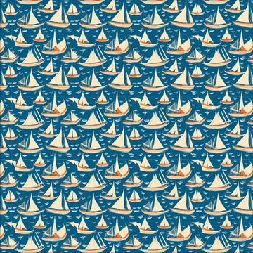 Seamless pattern illustration sailing ships 库存插图