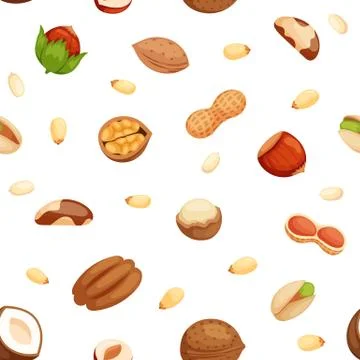 Seamless pattern with illustrations of nuts vector Illustrazione stock