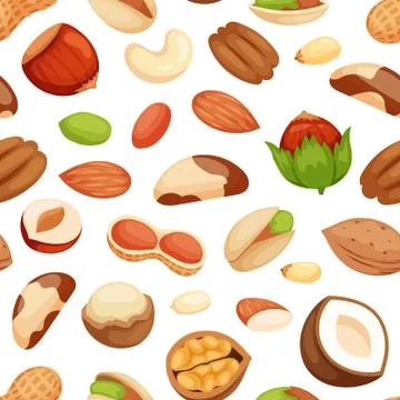 Seamless pattern with illustrations of nuts vector Illustrazione stock
