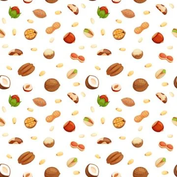 Seamless pattern with illustrations of nuts vector Stock Illustration