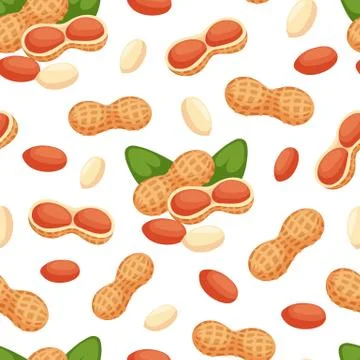 Seamless pattern with illustrations of peanuts vector Illustrazione stock