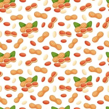 Seamless pattern with illustrations of peanuts vector Illustrazione stock