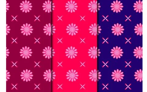 Seamless pattern with illustrations of pink flowers , nature wallpaper textil Stock Illustration