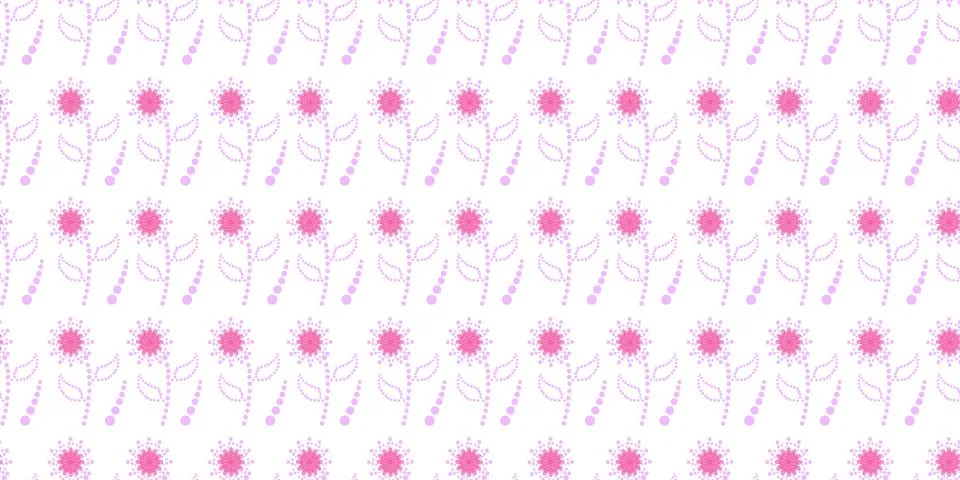 Seamless pattern with illustrations of pink flowers and leaves,nature wallpap Stock Illustration