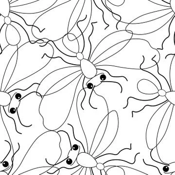 Seamless pattern with the image of abstract insects on a white background Stock Illustration