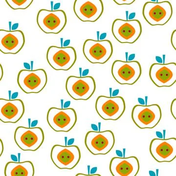 Seamless pattern with the image of apples. Stock Illustration