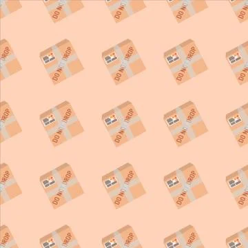 Seamless pattern with the image of a cardboard box delivery service. Illustrazione stock
