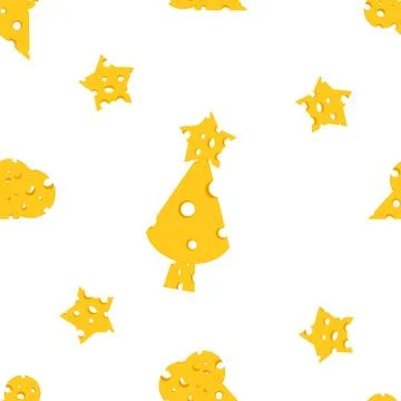 Seamless pattern with the image of cheese slices and laid out of these mice a Stock Illustration