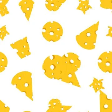 Seamless pattern with the image of cheese slices and laid out of these mice a Stock Illustration