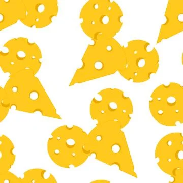 Seamless pattern with the image of cheese slices and laid out of these mice a Stock Illustration