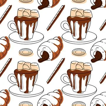 Seamless pattern with the image of chocolate sweets Stock Illustration