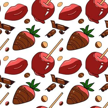 Seamless pattern with the image of chocolate sweets Stock Illustration