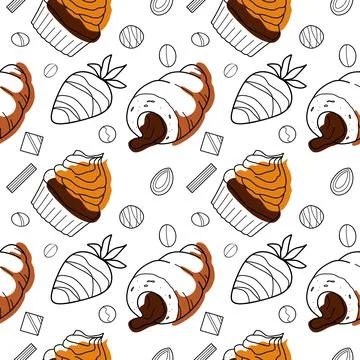 Seamless pattern with the image of chocolate sweets Stock Illustration