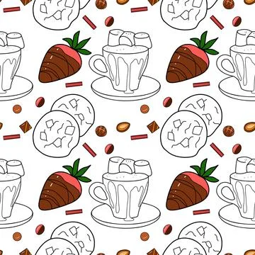 Seamless pattern with the image of chocolate sweets Stock Illustration