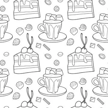 Seamless pattern with the image of chocolate sweets Stock Illustration