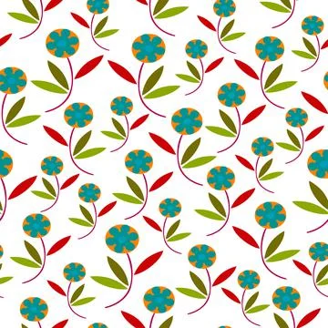 Seamless pattern with the image of cute flowers. Stock Illustration
