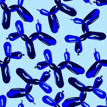 Seamless pattern with the image of dogs twisted from balloons Stock Illustration