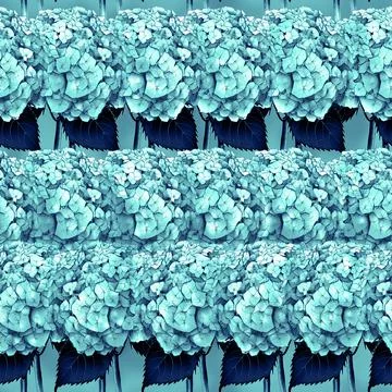 Seamless pattern with image of a Hydrangea Flowers and leaves Illustrazione stock