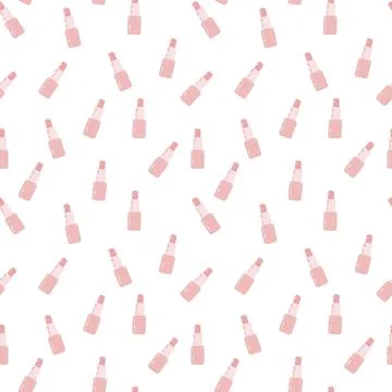 Seamless pattern with the image of lipstick in a nude color plate. Continuous Stock Illustration